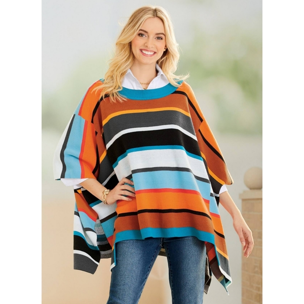 Monroe & Main Fall in Central Park Sweater Poncho | Size L/XL